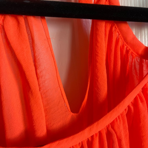 Vince Camuto Bright Orange Long Sleeve Halter Top - Picture 5 of 10